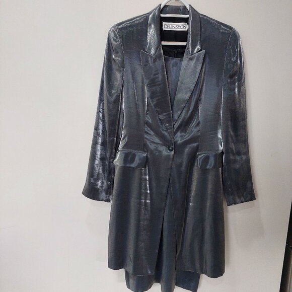 Della Spiga Metallic Dress And Long Blazer Set, Size 10/12 - Picture 1 of 15